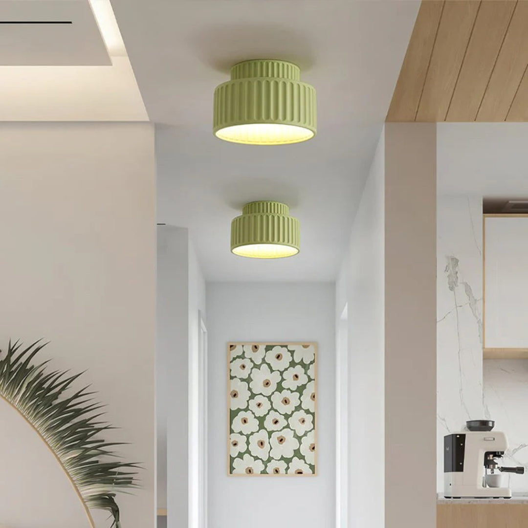 Minimalist Ribbed Ceramic Ceiling Light