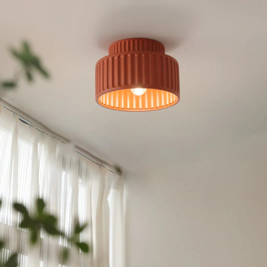 Minimalist Ribbed Ceramic Ceiling Light