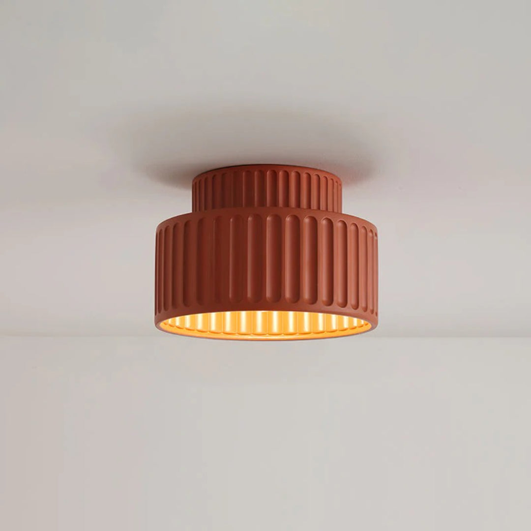 Minimalist Ribbed Ceramic Ceiling Light