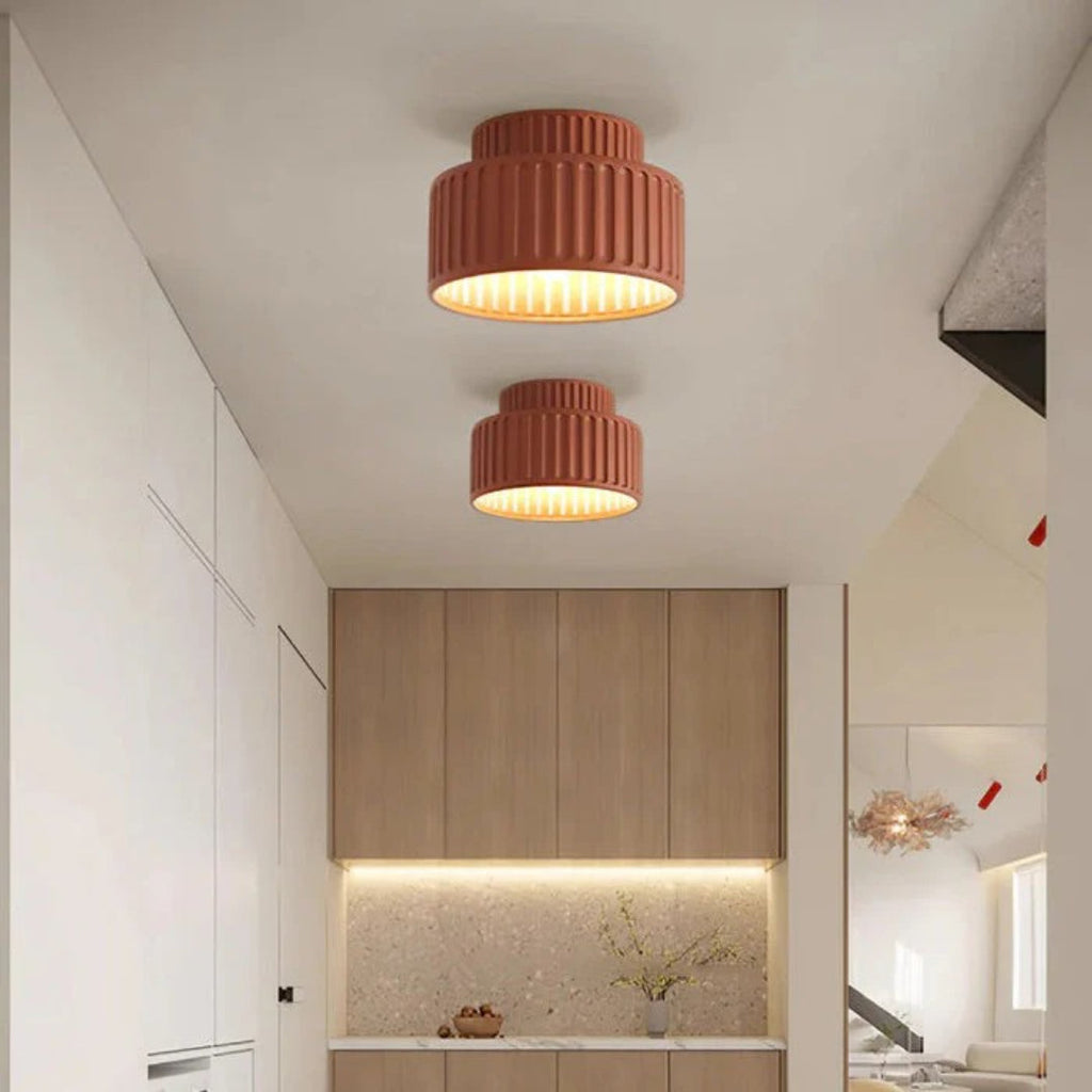 Minimalist Ribbed Ceramic Ceiling Light