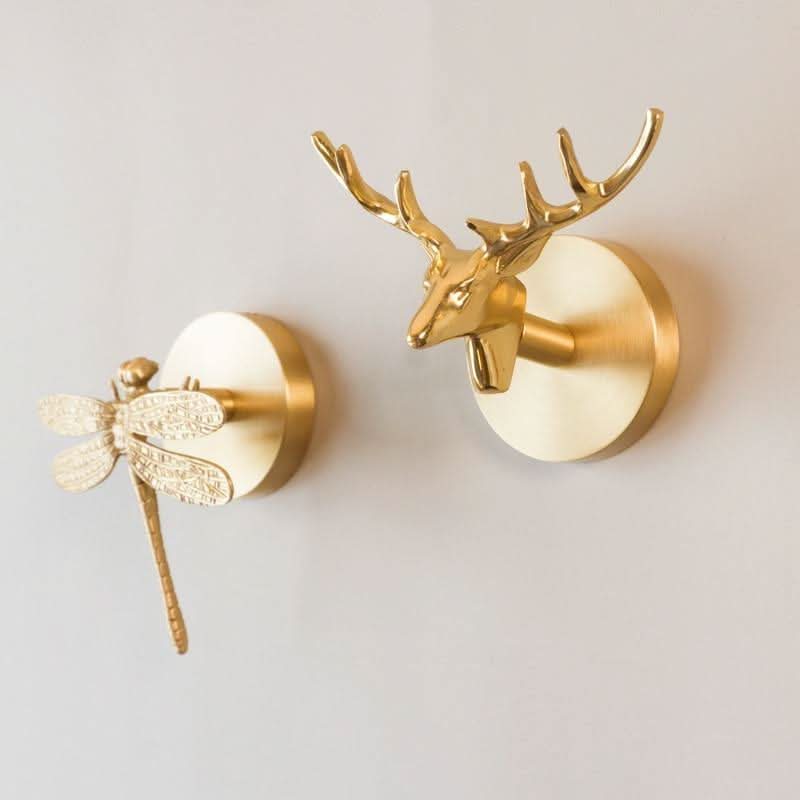 Wall Coat Hooks Solid Brass | Animal Head Design | Entryway Storage Solution to Organize Coats and Accessories with Character