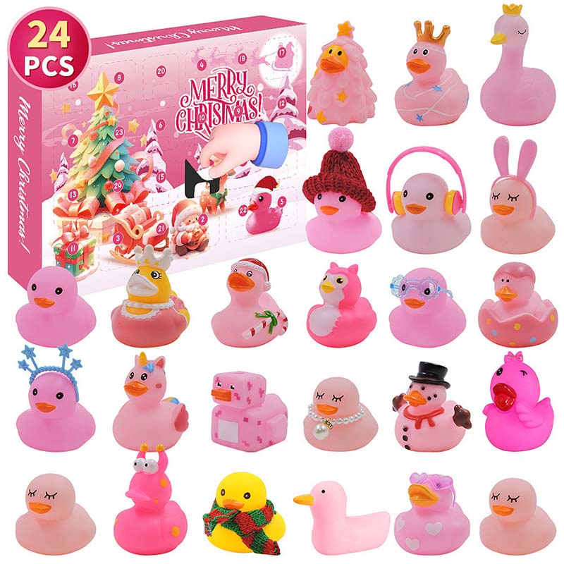 Rubber Duck Advent Calendar 2026 | 24 Day Christmas Countdown Toy Set for Kids - Holiday Themed Rubber Duckies Surprise Gift
