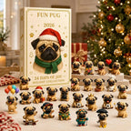 Pug Christmas Countdown Calendar 2026 24 Days Mini Dog Figurine Advent Festive Decoration Party Supplies Stockings Office Table Living Room
