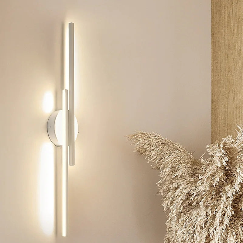 LED Wall Light Metal Twin Linear Design | Modern Minimalist Indoor Lighting | Energy-Efficient Hardwired Sconce for Living Room