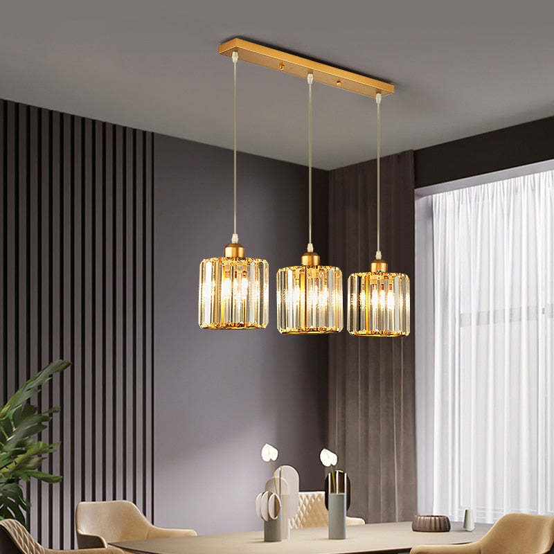 Vina Suspension Ronde/Carré Nordique. Métal/Verre. Noir/Or. Salon/Bar - Neutralighting