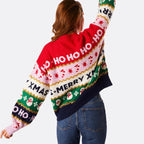 Women's Christmas Knit Sweater – Colorful Ho Ho Ho & Merry Christmas Snowflake Pullover