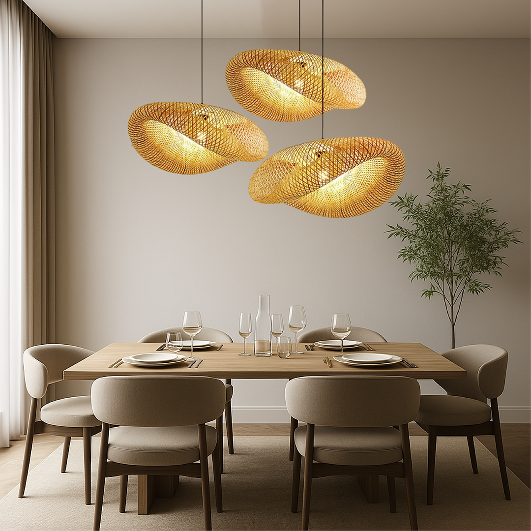 Natural Bamboo Pendant Lamp – Handwoven Texture With Sculptural Organic Form