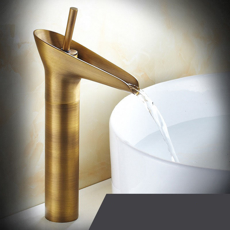 Single-Handle Retro Waterfall Faucet for Modern Washbasins