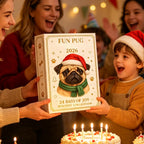 Pug Christmas Countdown Calendar 2026 24 Days Mini Dog Figurine Advent Festive Decoration Party Supplies Stockings Office Table Living Room