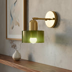 Brass Wall Lamp – Bauhaus Colored Glass Mid Century Design