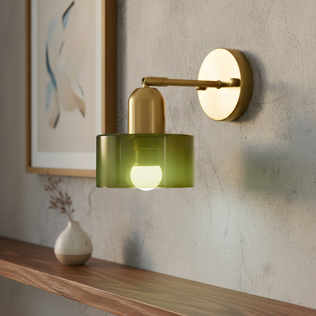 Brass Wall Lamp – Bauhaus Colored Glass Mid Century Design
