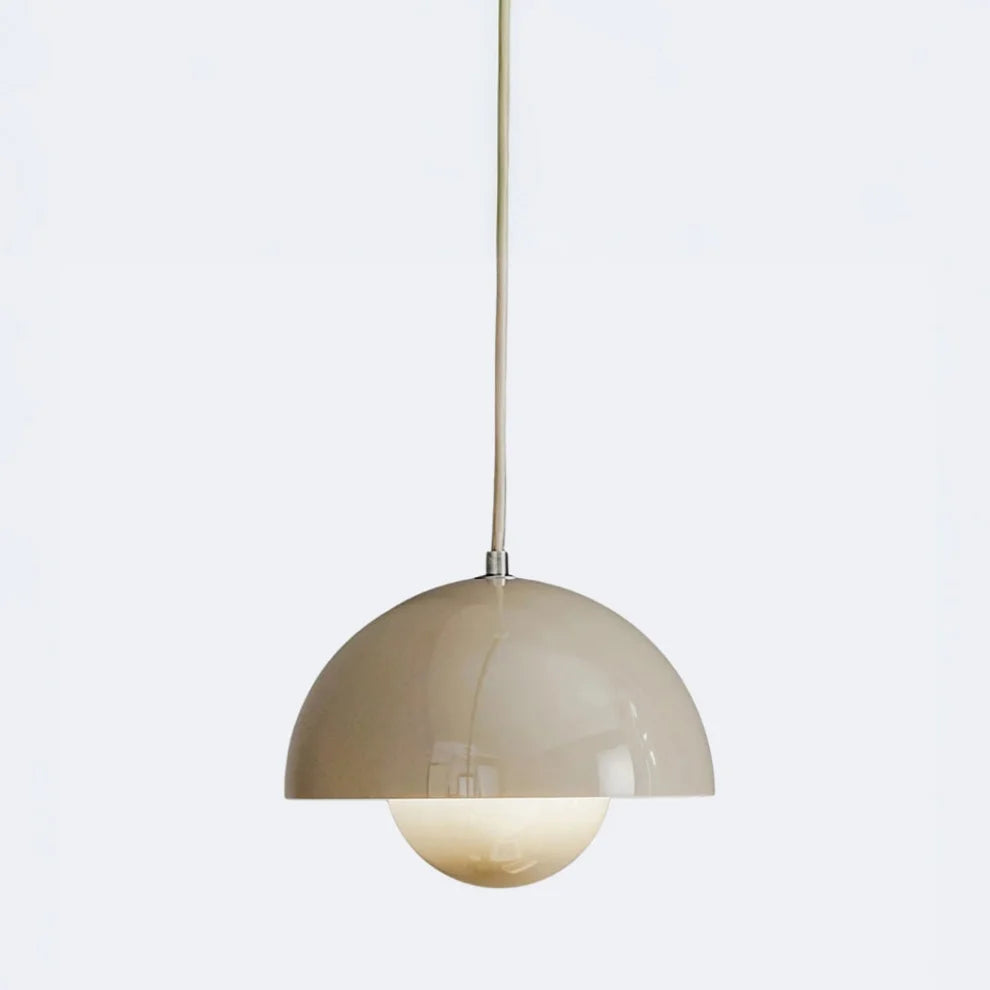 Mid Century Pendant Lamp Painted Metal 23cm | Sculpted Twin Semi-Sphere Design | Warm Ambient Glow for Living Spaces