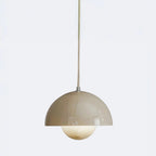Mid Century Pendant Lamp Painted Metal 23cm | Sculpted Twin Semi-Sphere Design | Warm Ambient Glow for Living Spaces