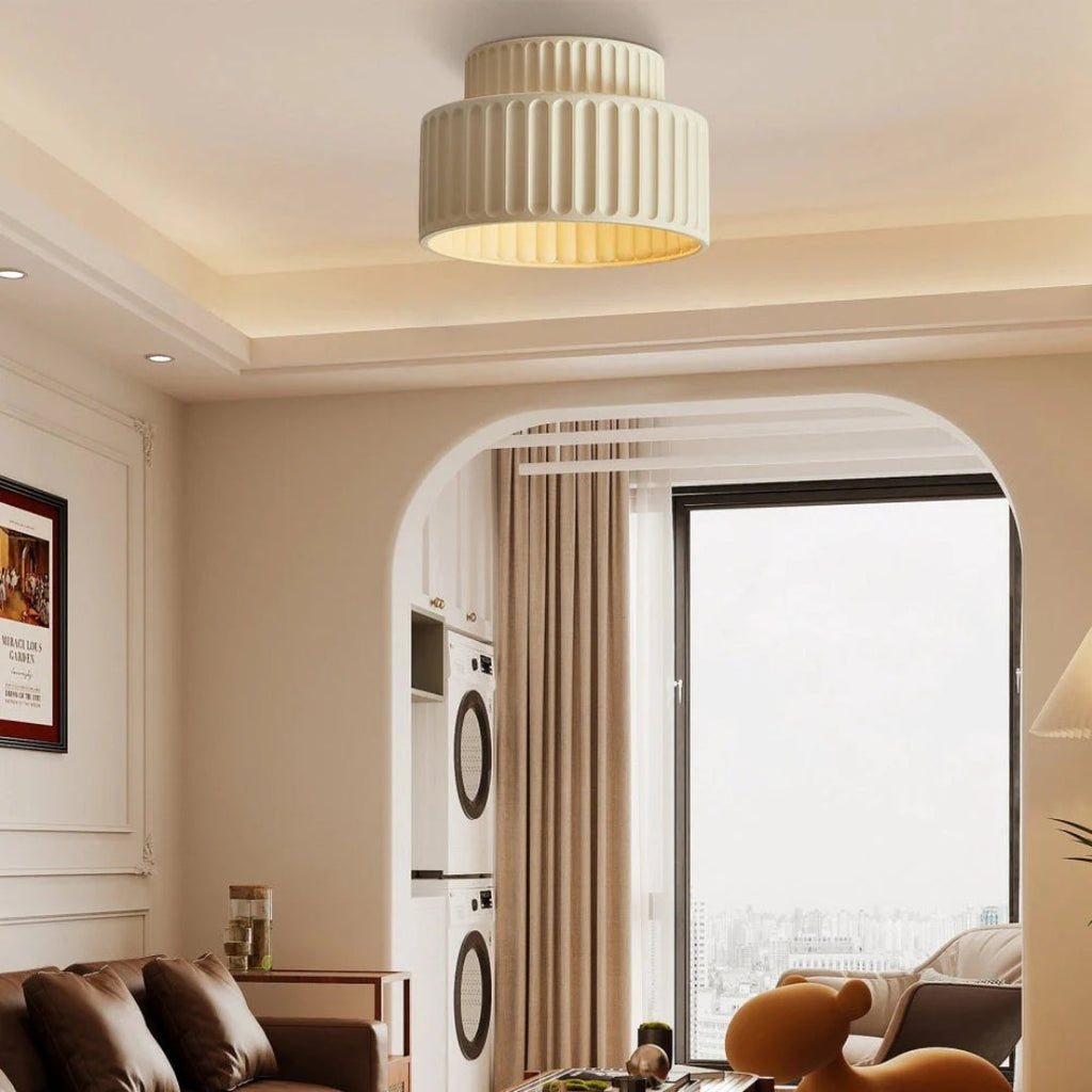 Minimalist Ribbed Ceramic Ceiling Light