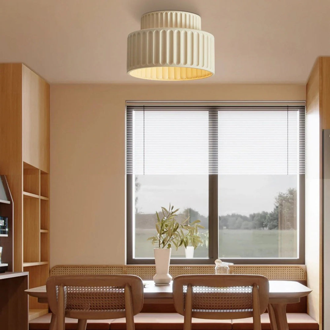 Minimalist Ribbed Ceramic Ceiling Light