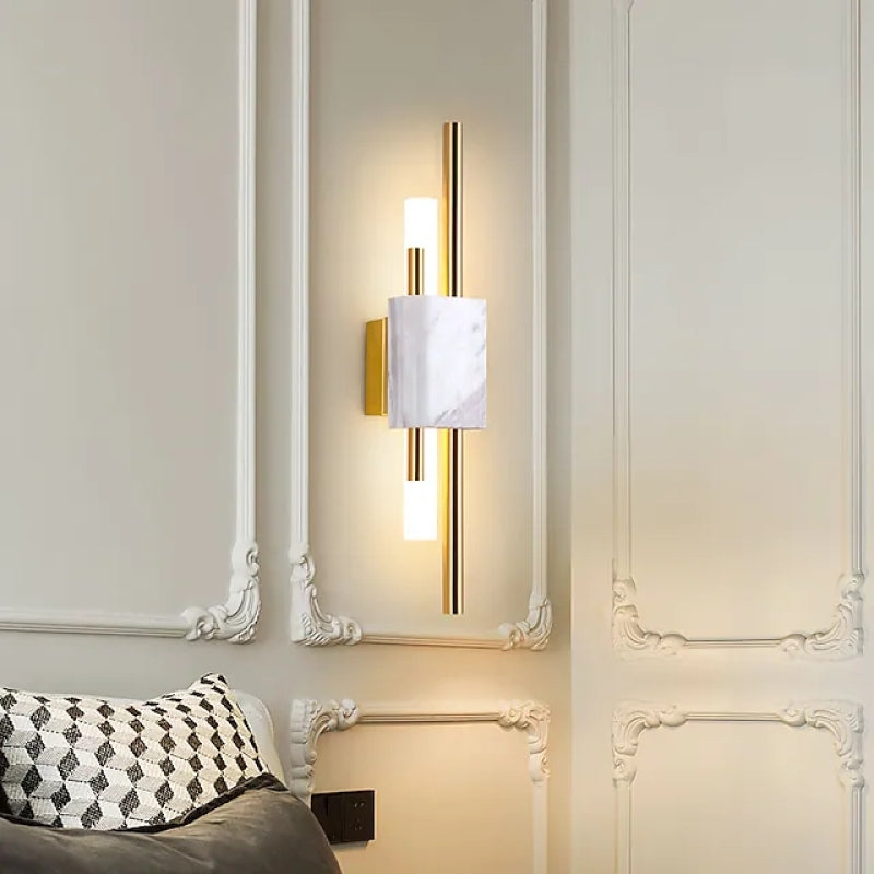 Drena Applique Murale Linéaire Moderne Marbre. Blanc/Vert/Or. Salon - Neutralighting