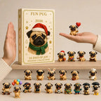 Pug Christmas Countdown Calendar 2026 24 Days Mini Dog Figurine Advent Festive Decoration Party Supplies Stockings Office Table Living Room