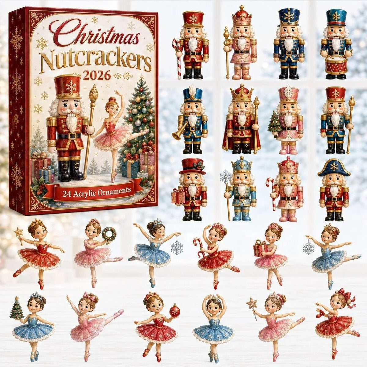 24-day Mini Christmas Calendar with Building Blocks, Unique Designs, Buildable Bricks, Includes Hanging Loops, Festive Countdown