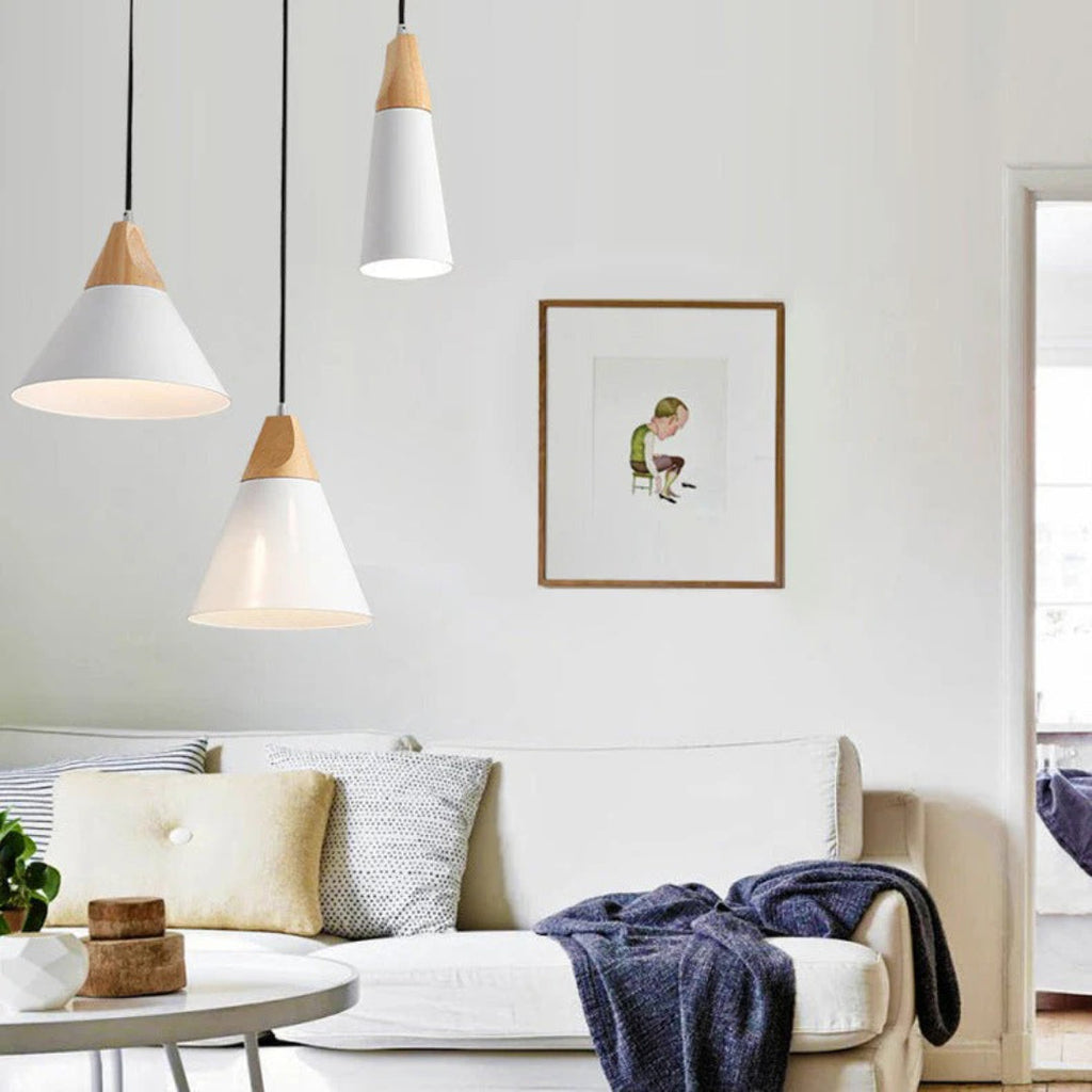 Scandinavian Wood Metal Pendant Light
