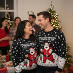 Unisex Christmas Sweater – Santa Claus Graphic Winter Jumper for Couples