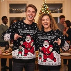 Unisex Christmas Sweater – Santa Claus Graphic Winter Jumper for Couples