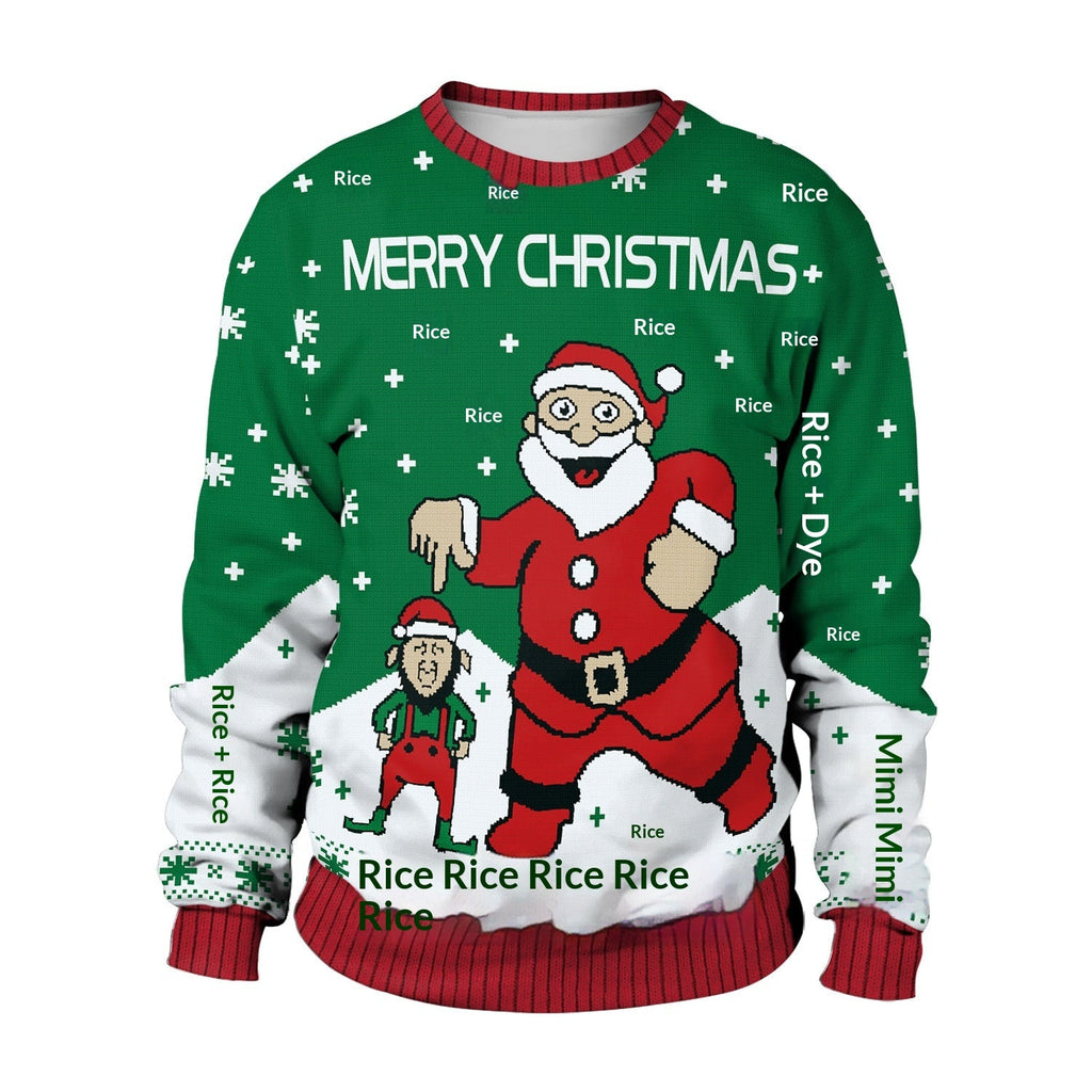 Unisex Christmas Sweater – Santa Claus Graphic Winter Jumper for Couples
