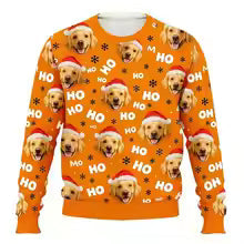 Personalized Christmas Dog Sweatshirt – Custom Pet Photo 3D Printed Holiday Pullover