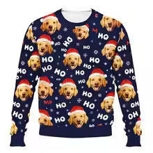 Personalized Christmas Dog Sweatshirt – Custom Pet Photo 3D Printed Holiday Pullover