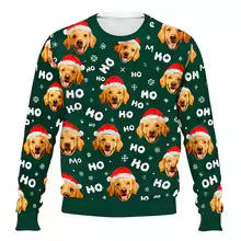 Personalized Christmas Dog Sweatshirt – Custom Pet Photo 3D Printed Holiday Pullover