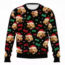 Personalized Christmas Dog Sweatshirt – Custom Pet Photo 3D Printed Holiday Pullover