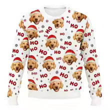 Personalized Christmas Dog Sweatshirt – Custom Pet Photo 3D Printed Holiday Pullover