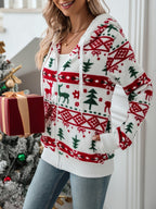 CARDIGAN ZIPPÉ IMPRIMÉ PULL DE NOËL POUR FEMME