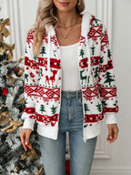 CARDIGAN ZIPPÉ IMPRIMÉ PULL DE NOËL POUR FEMME