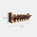 Piano Coat Rack Walnut and Beech Wood | Foldable Magnetic Hooks | Space-Saving Handmade Wall Storage for Entryway