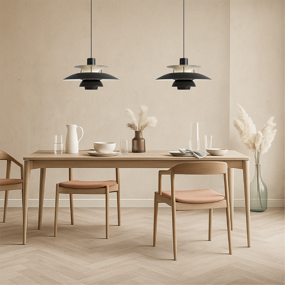 Layered Pendant Lamp – Danish Scandinavian Tiered Shade Design