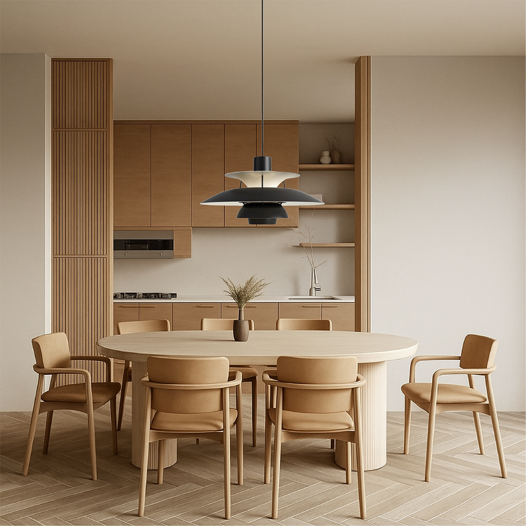Layered Pendant Lamp – Danish Scandinavian Tiered Shade Design