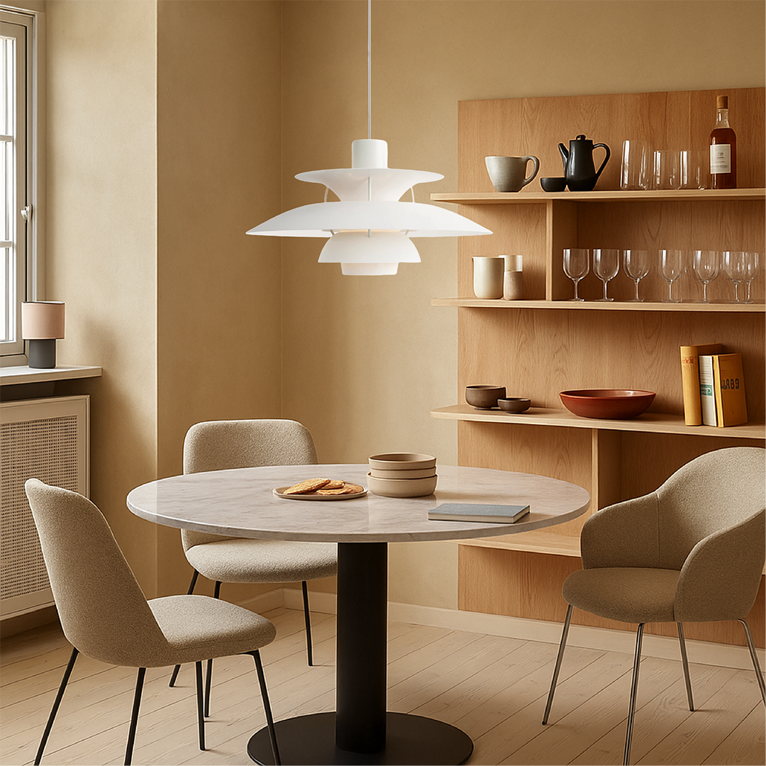 Layered Pendant Lamp – Danish Scandinavian Tiered Shade Design