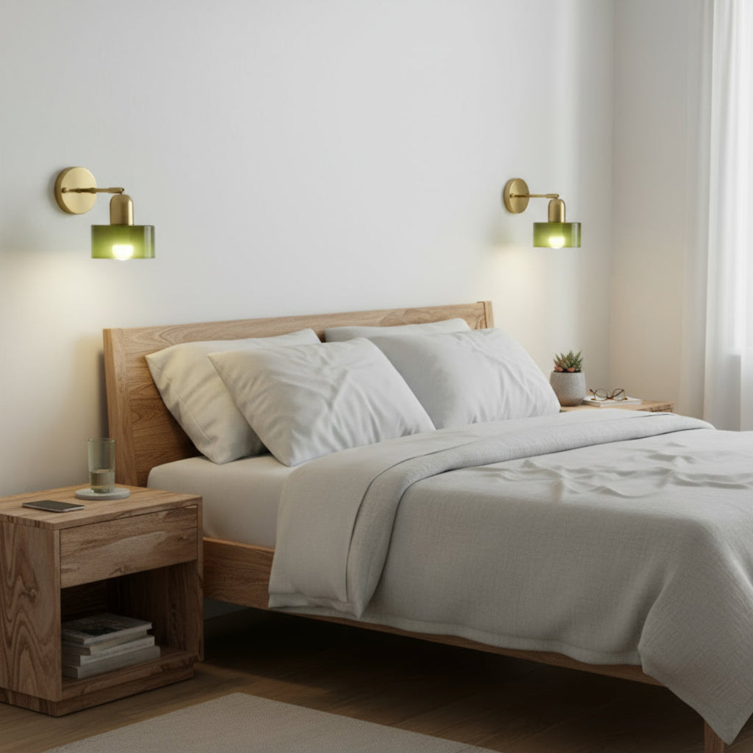 Brass Wall Lamp – Bauhaus Colored Glass Mid Century Design