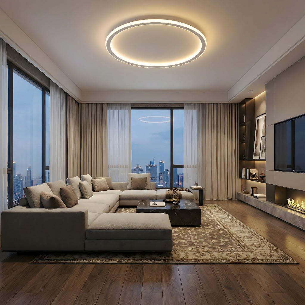 Frosted Glass Round Ceiling Lamp – Scandinavian Minimalist Soft Ambient Light