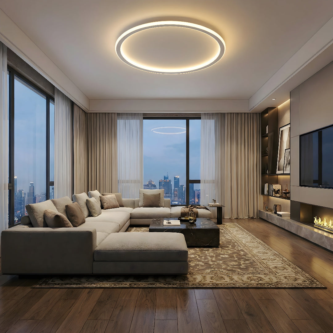 Frosted Glass Round Ceiling Lamp – Scandinavian Minimalist Soft Ambient Light