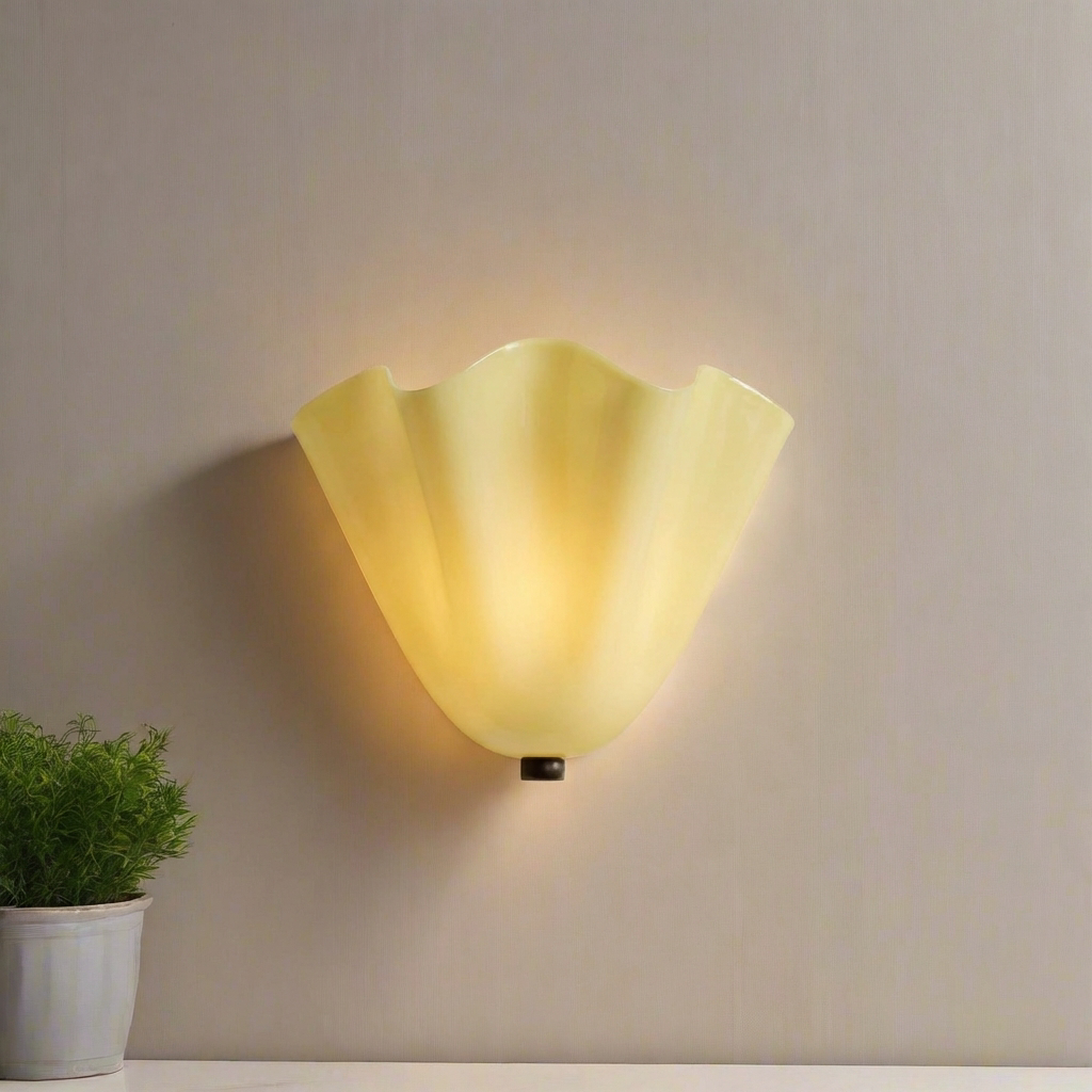 Wall Sconce Stained Glass Iron Shell Design | Retro Art Deco Style | Flicker-Free LED Warm Ambient Lighting for Bedrooms