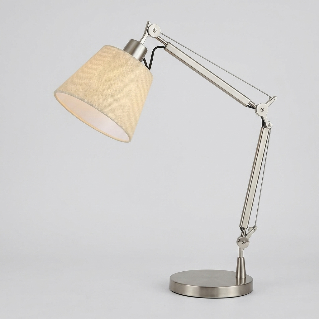 Adjustable Table Lamp Aluminum and Ironwork | Articulated Arm Design | Focused Lighting for Reading and Desk Workspaces
