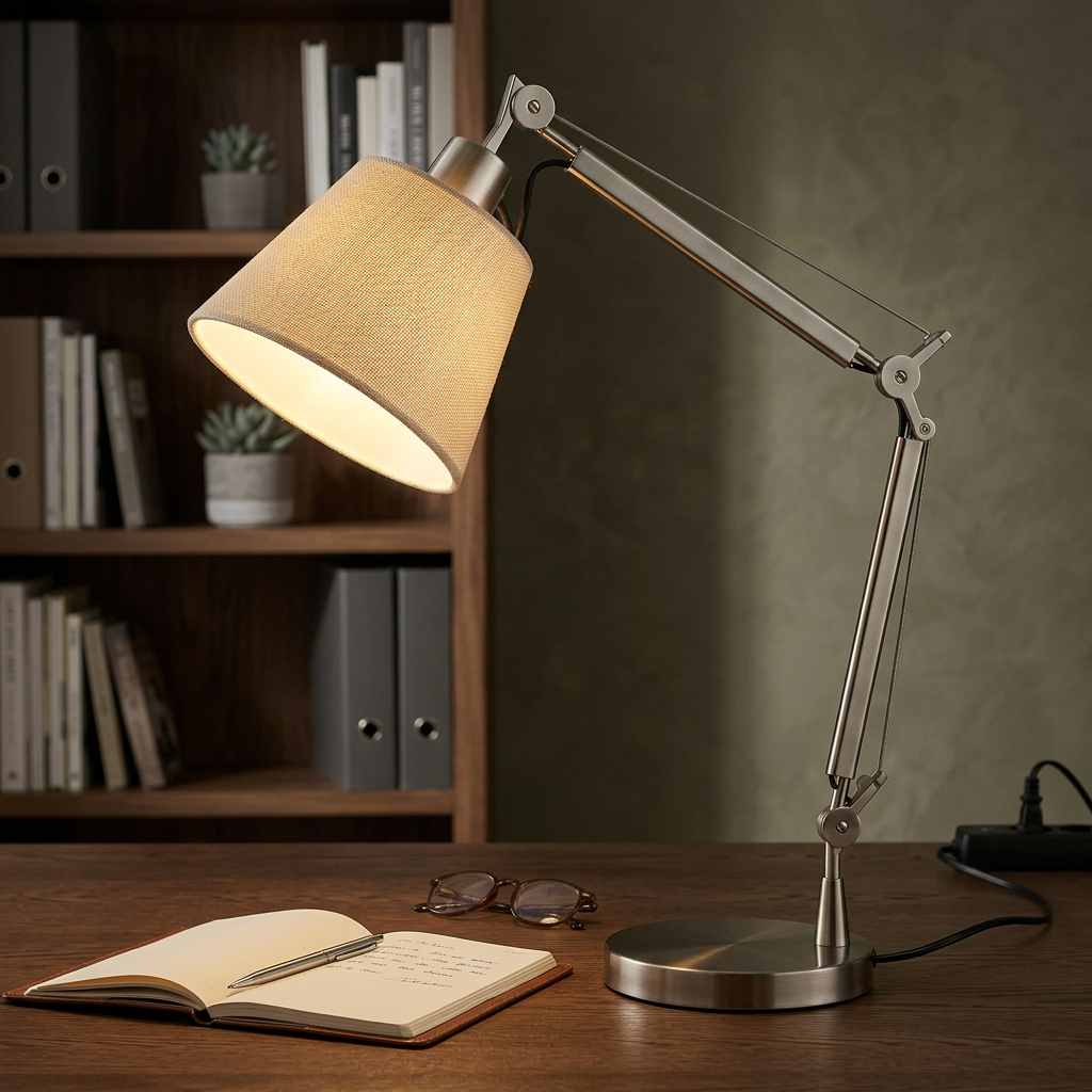 Adjustable Table Lamp Aluminum and Ironwork | Articulated Arm Design | Focused Lighting for Reading and Desk Workspaces