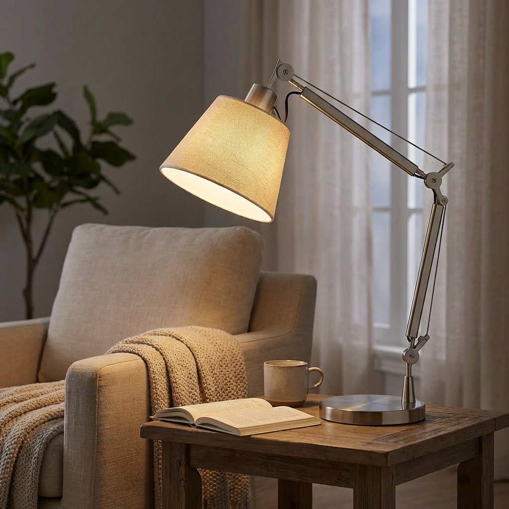 Adjustable Table Lamp Aluminum and Ironwork | Articulated Arm Design | Focused Lighting for Reading and Desk Workspaces