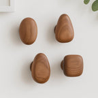 Wall Hooks Solid Wood Set of 4 | Organic Pebble Shape | Handcrafted Decorative Storage for Hallway Bathroom or Bedroom