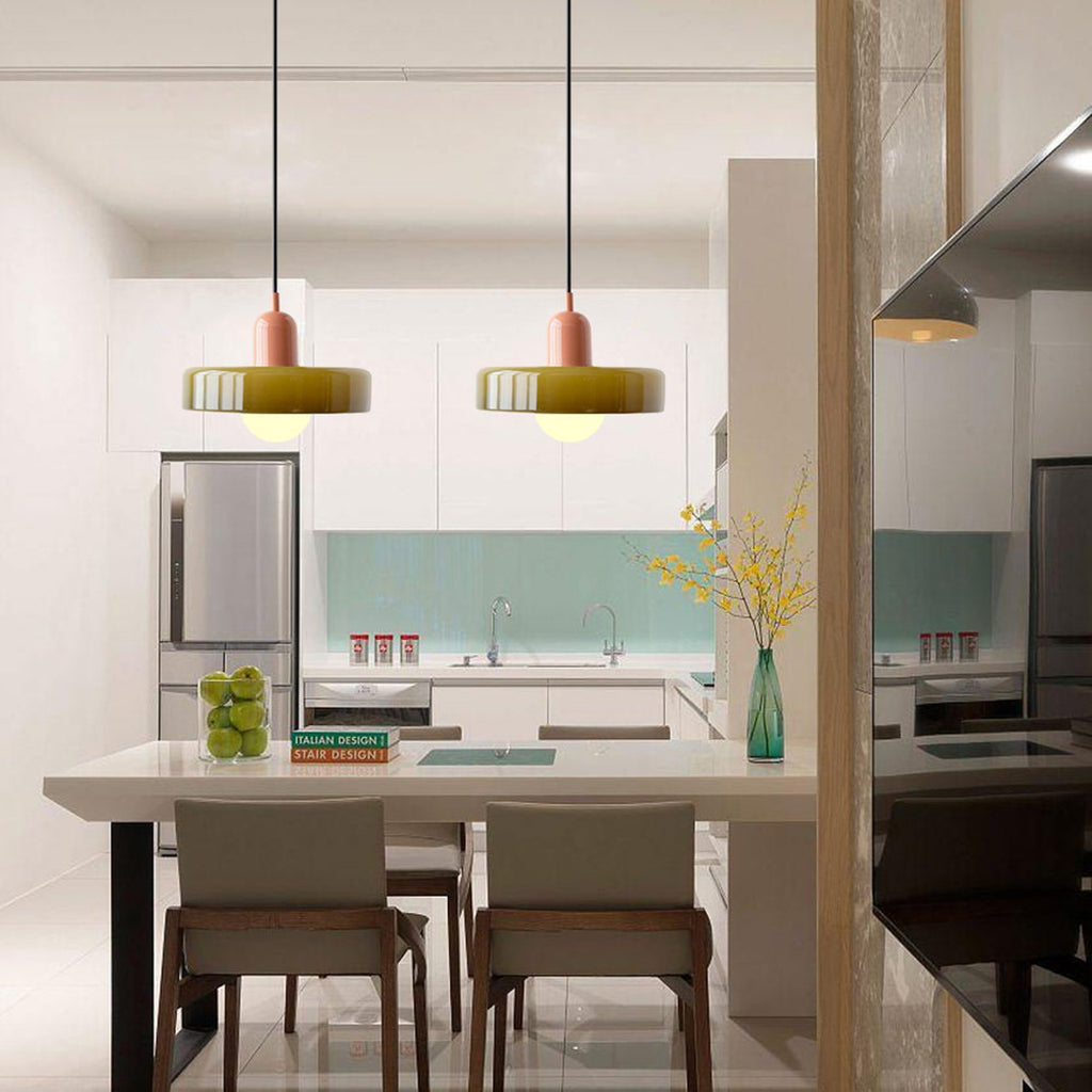 Double Glass Pendant Lamp – Retro Inspired Modern Dining Table Design