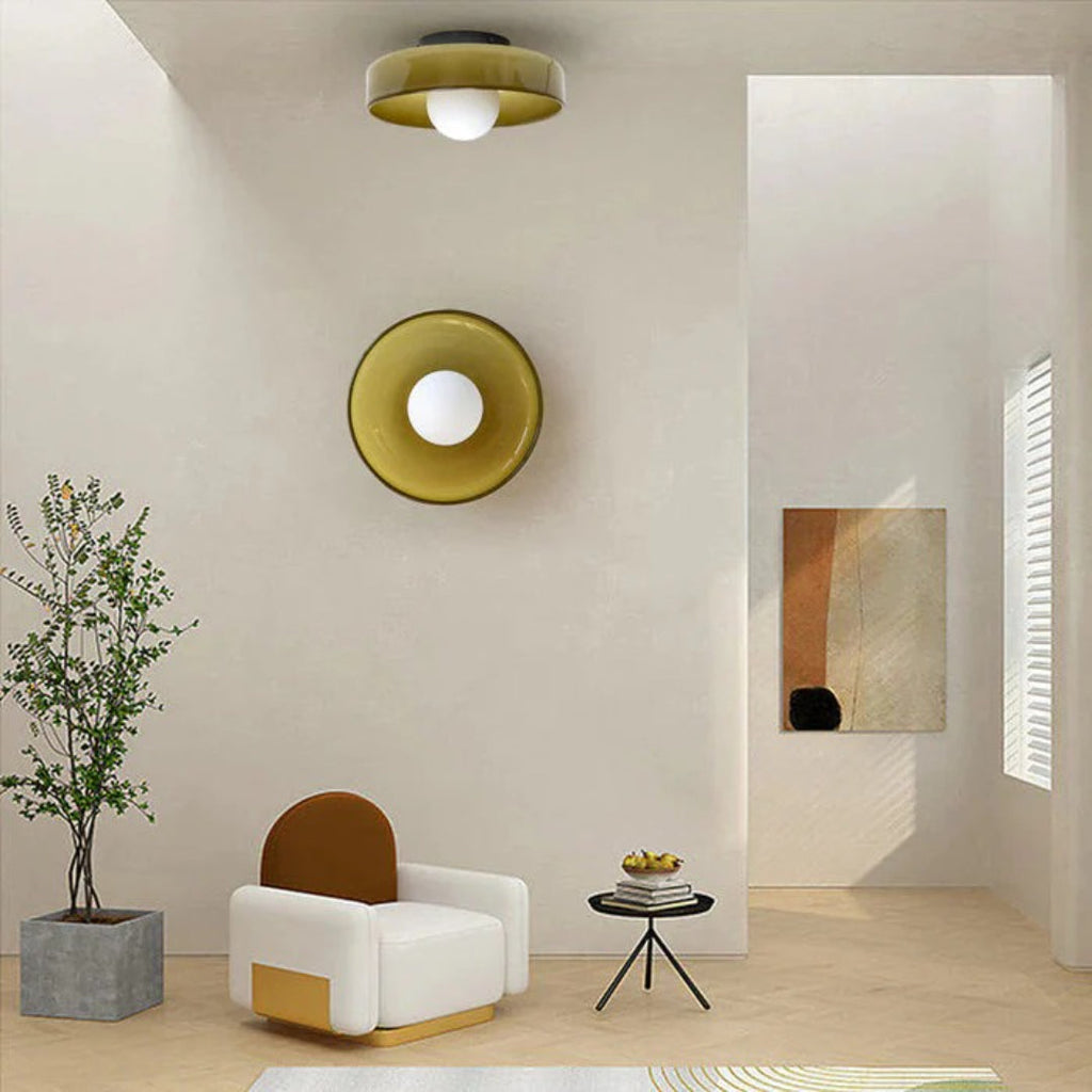 Round Metal Glass Light Fixture