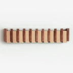 Piano Coat Rack Walnut and Beech Wood | Foldable Magnetic Hooks | Space-Saving Handmade Wall Storage for Entryway
