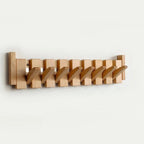 Piano Coat Rack Walnut and Beech Wood | Foldable Magnetic Hooks | Space-Saving Handmade Wall Storage for Entryway