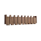 Piano Coat Rack Walnut and Beech Wood | Foldable Magnetic Hooks | Space-Saving Handmade Wall Storage for Entryway